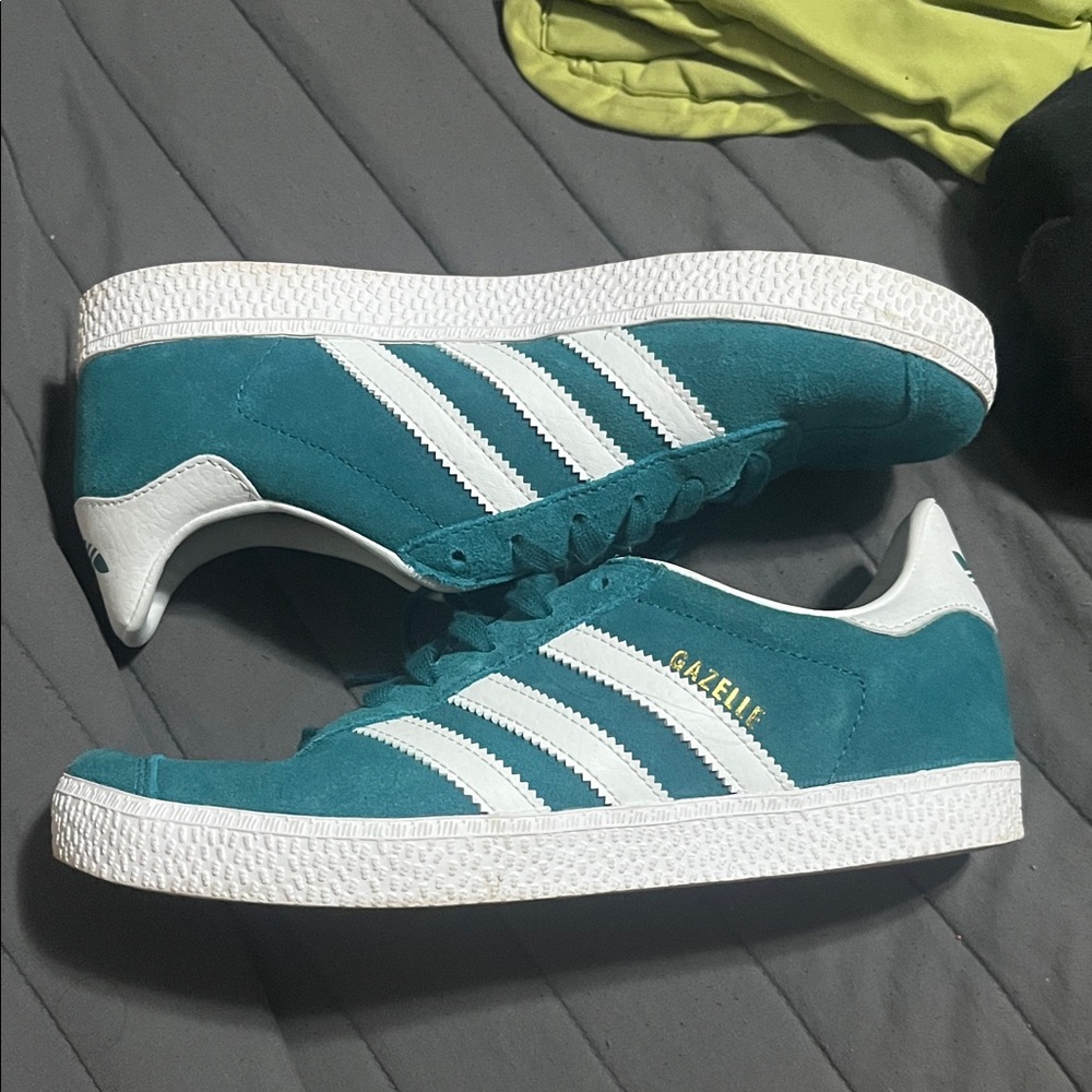 Adidas Gazelle Turquoise and White Shoes